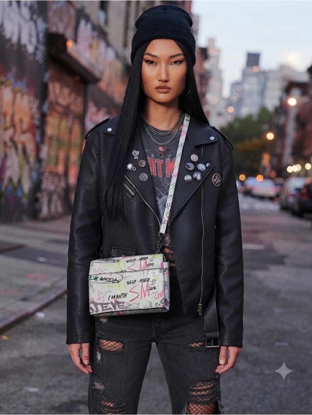 Steve Madden Graffiti Logo Crossbody Bag Purse- Streetwear Edgy Y2K